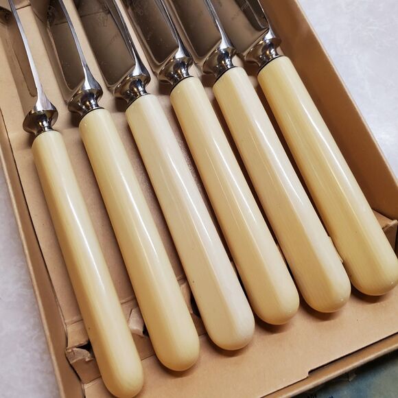 Jernbolaget Eskilstuna Beige Handle Rostfri Dessert Knives Set Of Six (6) - Picture 10 of 12
